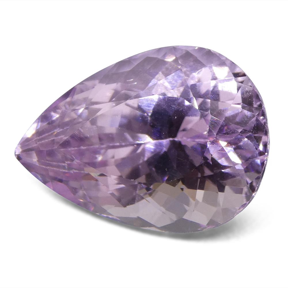 16.7 ct Purplish Pink Kunzite from Afghanistan, pear-cut gemstone by SkyJems, premium rare spodumene specimen