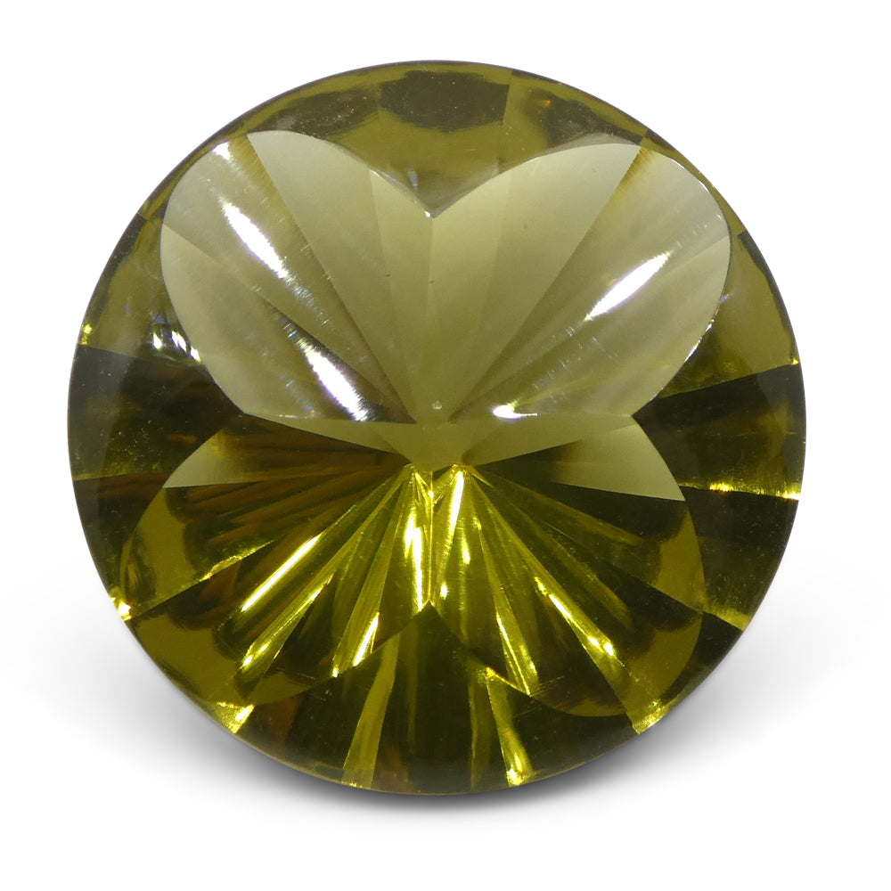 12.67ct Lemon Citrine Round Fantasy Cut from Brazil, vibrant yellow gemstone by SkyJems Canadian gem specialists