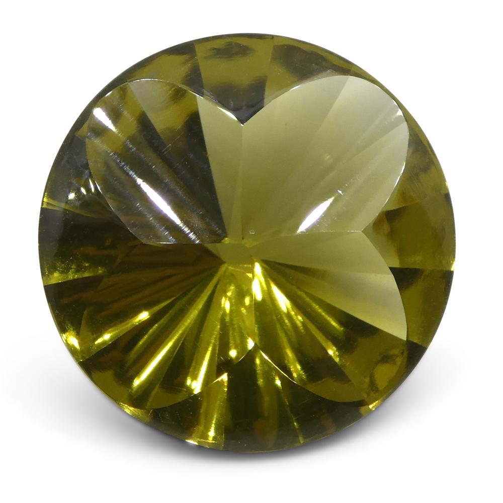 12.67ct Round Lemon Citrine Fantasy Cut from Brazil, vibrant yellow gemstone by SkyJems Canadian gem specialists