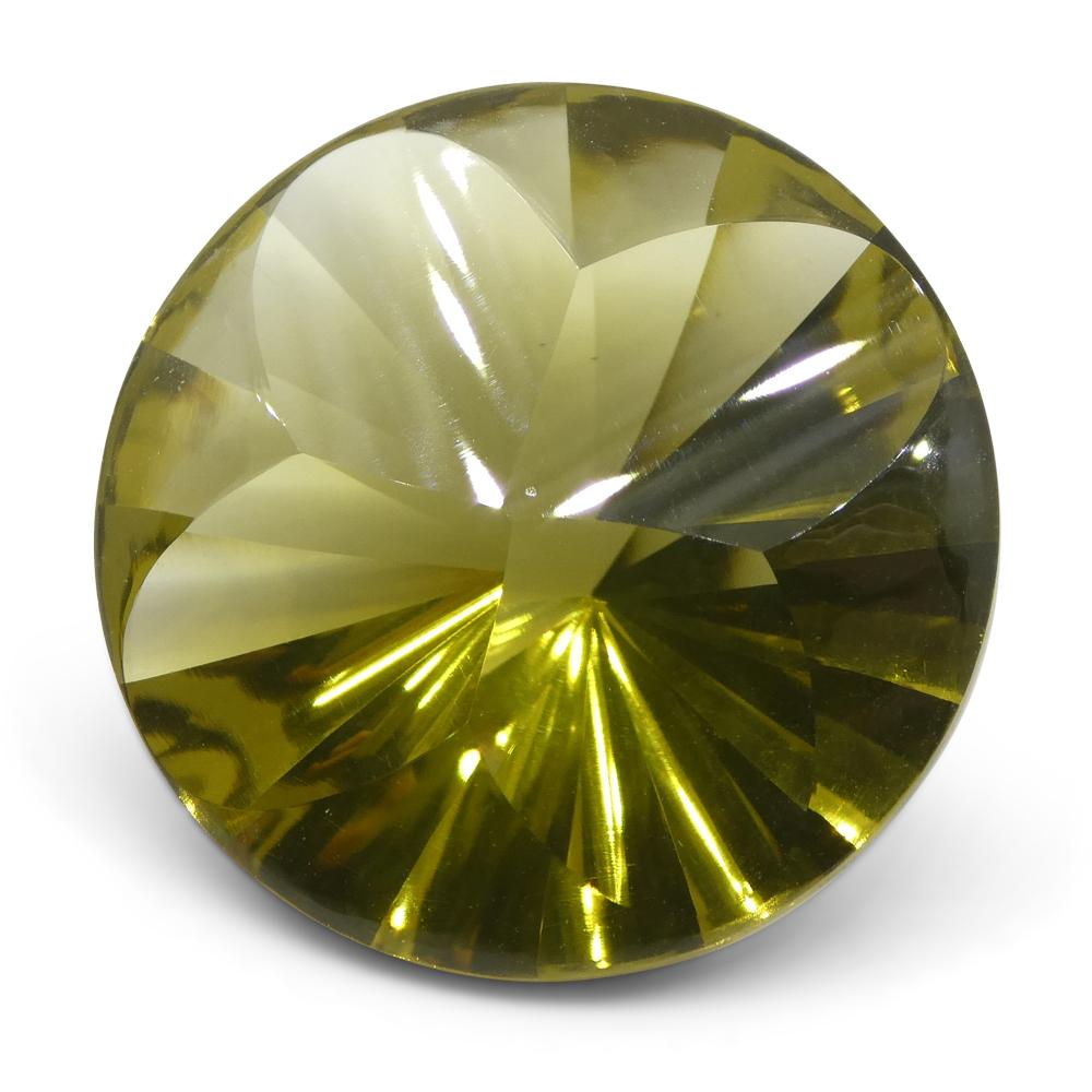 12.67ct Round Lemon Citrine Fantasy Cut from Brazil, vibrant yellow gemstone by SkyJems Canadian gem specialists