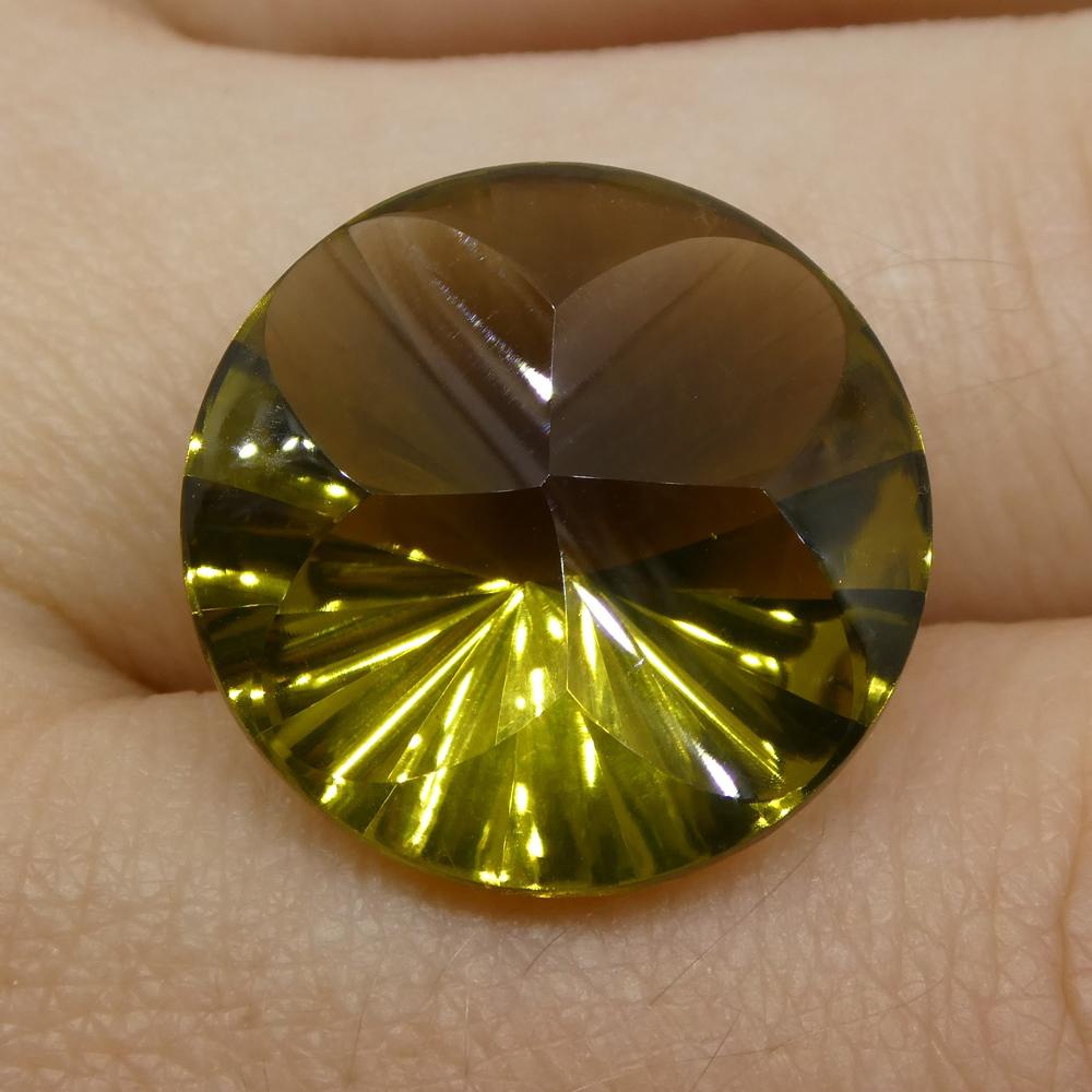 12.67ct Round Lemon Citrine Fantasy Cut from Brazil, vibrant yellow gemstone by SkyJems Canadian gem specialists
