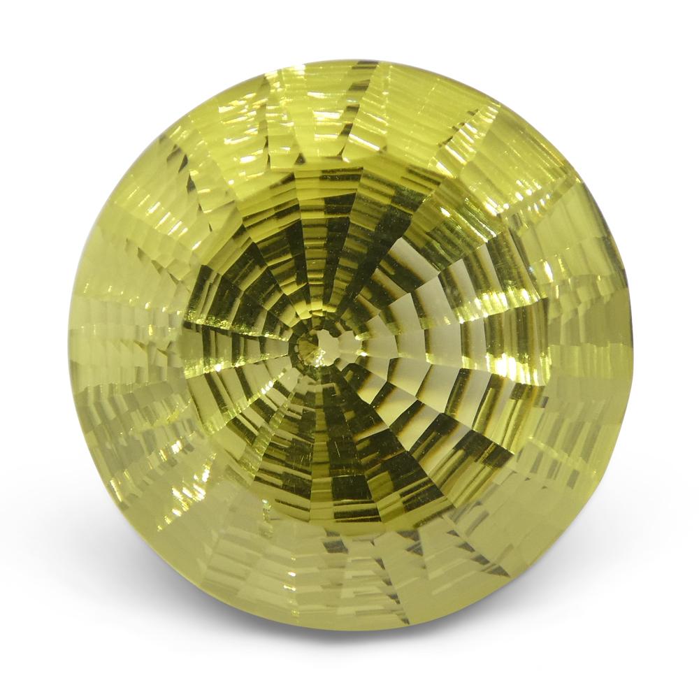 SkyJems 27.71ct Round Lemon Citrine Fantasy Cut from Brazil, vibrant yellow gemstone with precision faceting and exceptional