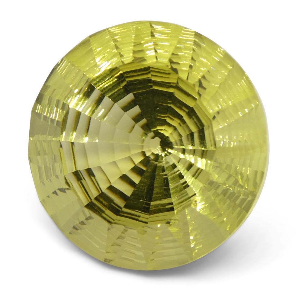 SkyJems 27.71ct Round Lemon Citrine Fantasy Cut from Brazil, vibrant yellow gemstone with precision faceting and exceptional