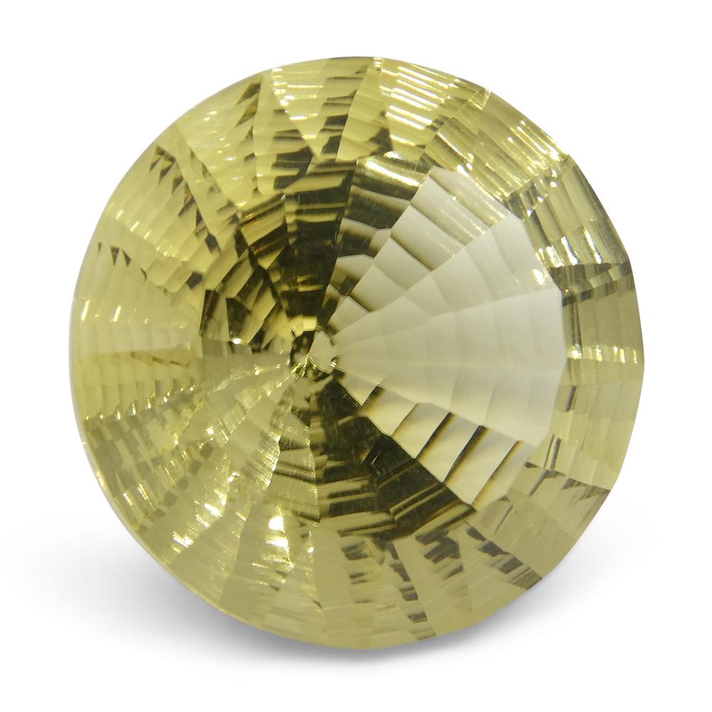 20.62ct Lemon Yellow Citrine Round Fantasy Cut from Brazil, premium single gemstone by SkyJems Canadian gem specialists
