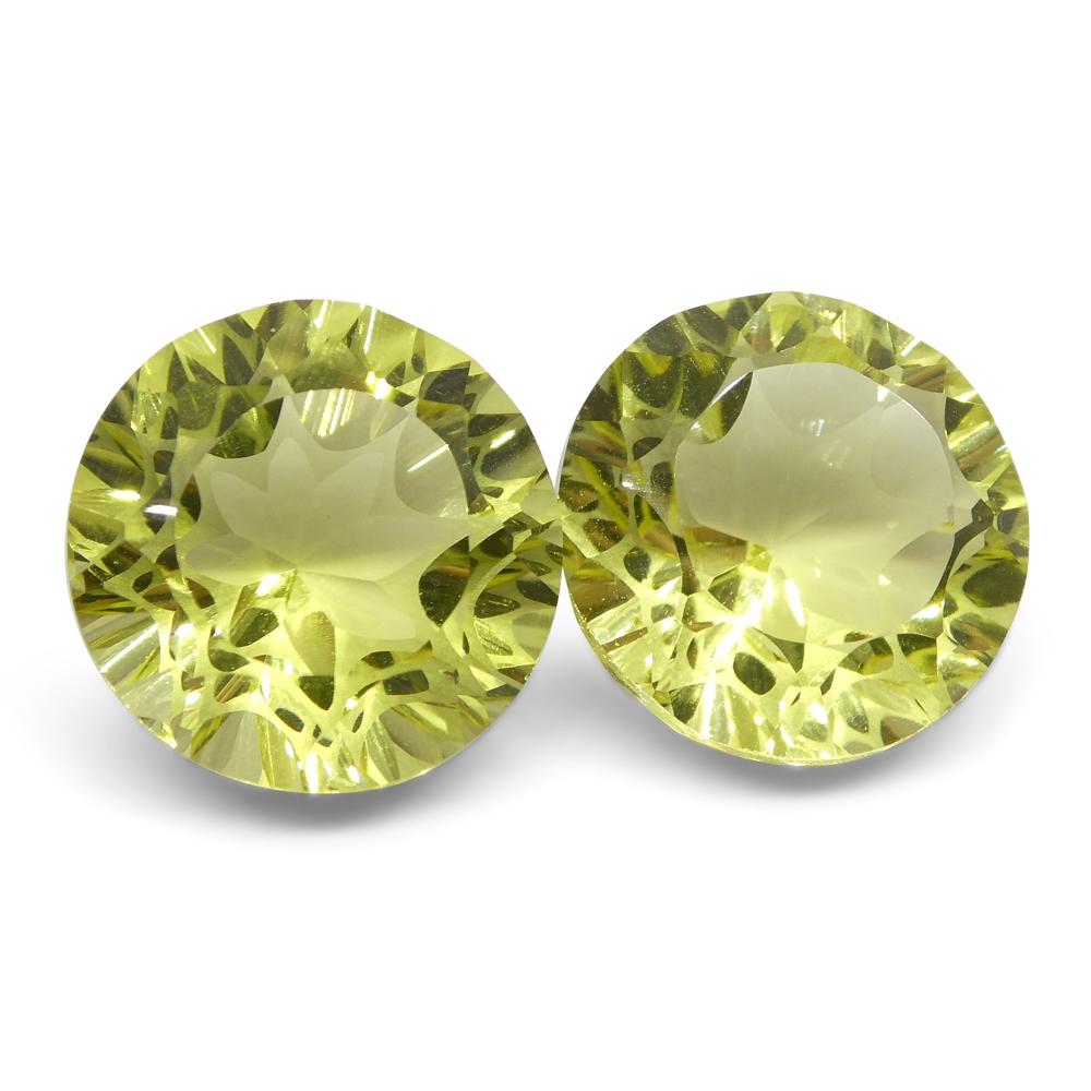 SkyJems Lemon Citrine Pair: 9.17ct Round Brazilian Fantasy Cut Gemstones for Jewelry Collectors
