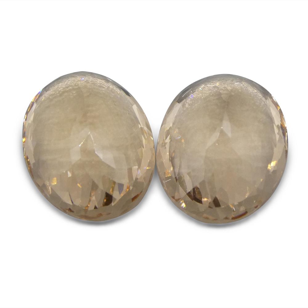 SkyJems 10.25 ct Oval Morganite Pair from Brazil: Orangy Pink Beryl Gemstone in Modified Brilliant Cut
