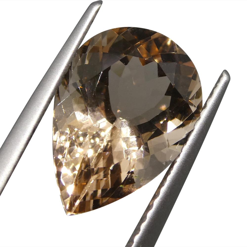 3.96 ct Brazilian Pear Morganite, orangy pink beryl gemstone from SkyJems' premium loose stone collection