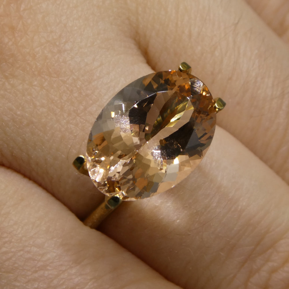 SkyJems 5ct Oval Morganite from Brazil - Orangy Pink Beryl Gemstone, Mixed Cut Single Stone