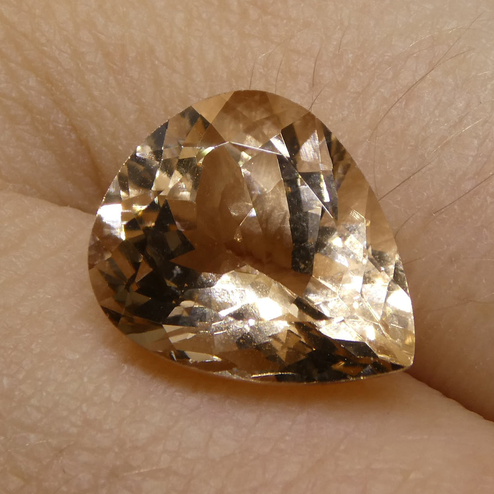 4.28ct Pear Morganite from Brazil - Orangy Pink Beryl Gemstone by SkyJems, Mixed Cut Single Stone