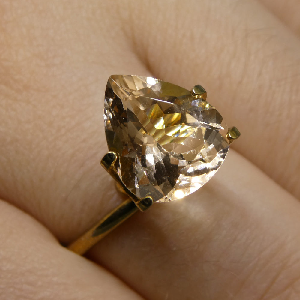 4.28ct Pear Morganite from Brazil - Orangy Pink Beryl Gemstone by SkyJems Canadian Gem Experts