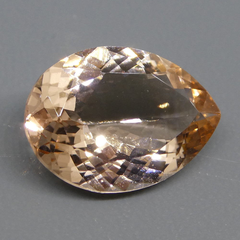 SkyJems 3.85ct Pear Morganite from Brazil - Orangy Pink Beryl Gemstone, Mixed Cut Single Stone