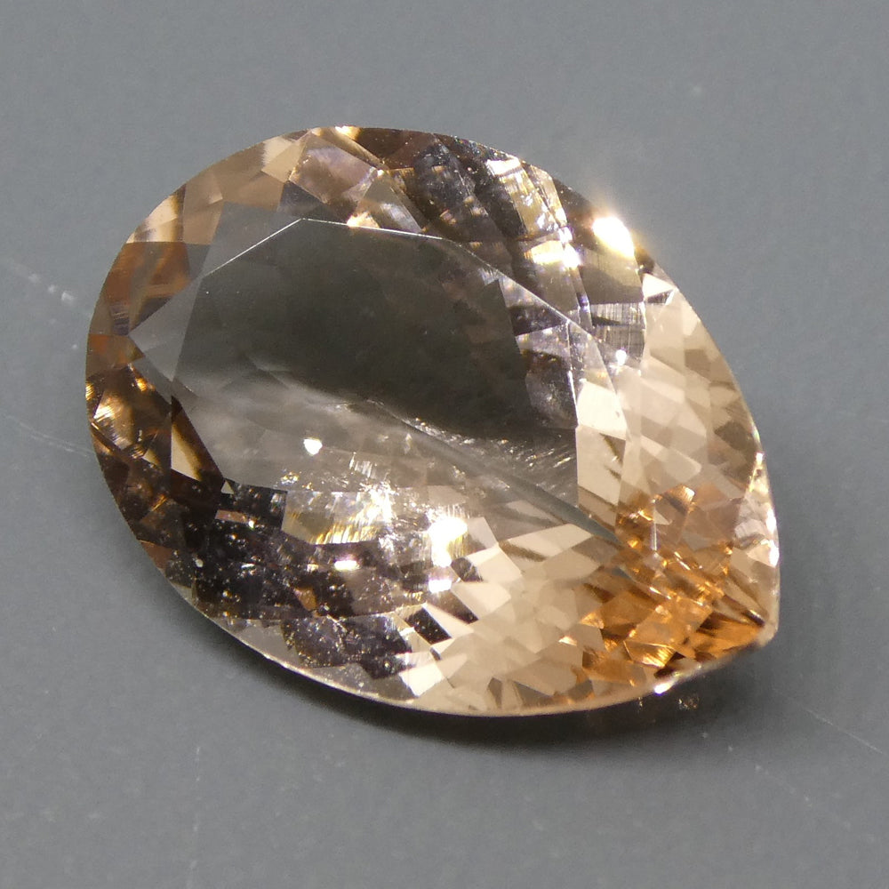SkyJems 3.85ct Pear Morganite from Brazil - Orangy Pink Beryl Gemstone, Mixed Cut Single Stone