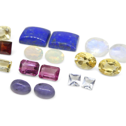 10 Pairs Gems for Manufacturing: Pink Tourmaline, Aquamarine, Opal and more! Wholesale Lot