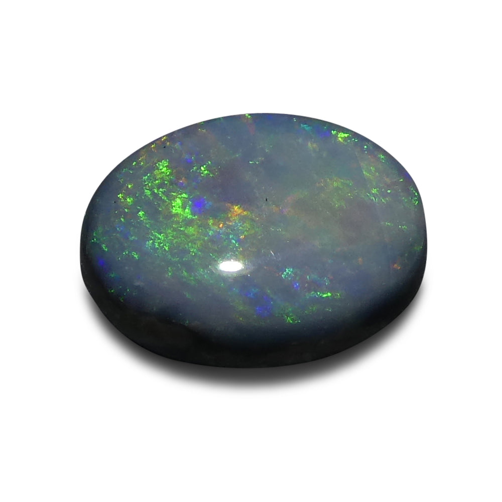 1.47ct Grey Australian Opal Cabochon with Play of Color by SkyJems, premium oval gemstone from Down Under