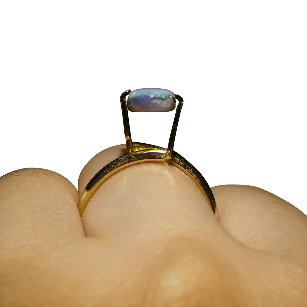 1.47ct Grey Australian Opal Cabochon with Play of Color by SkyJems, premium oval gemstone for jewelry design