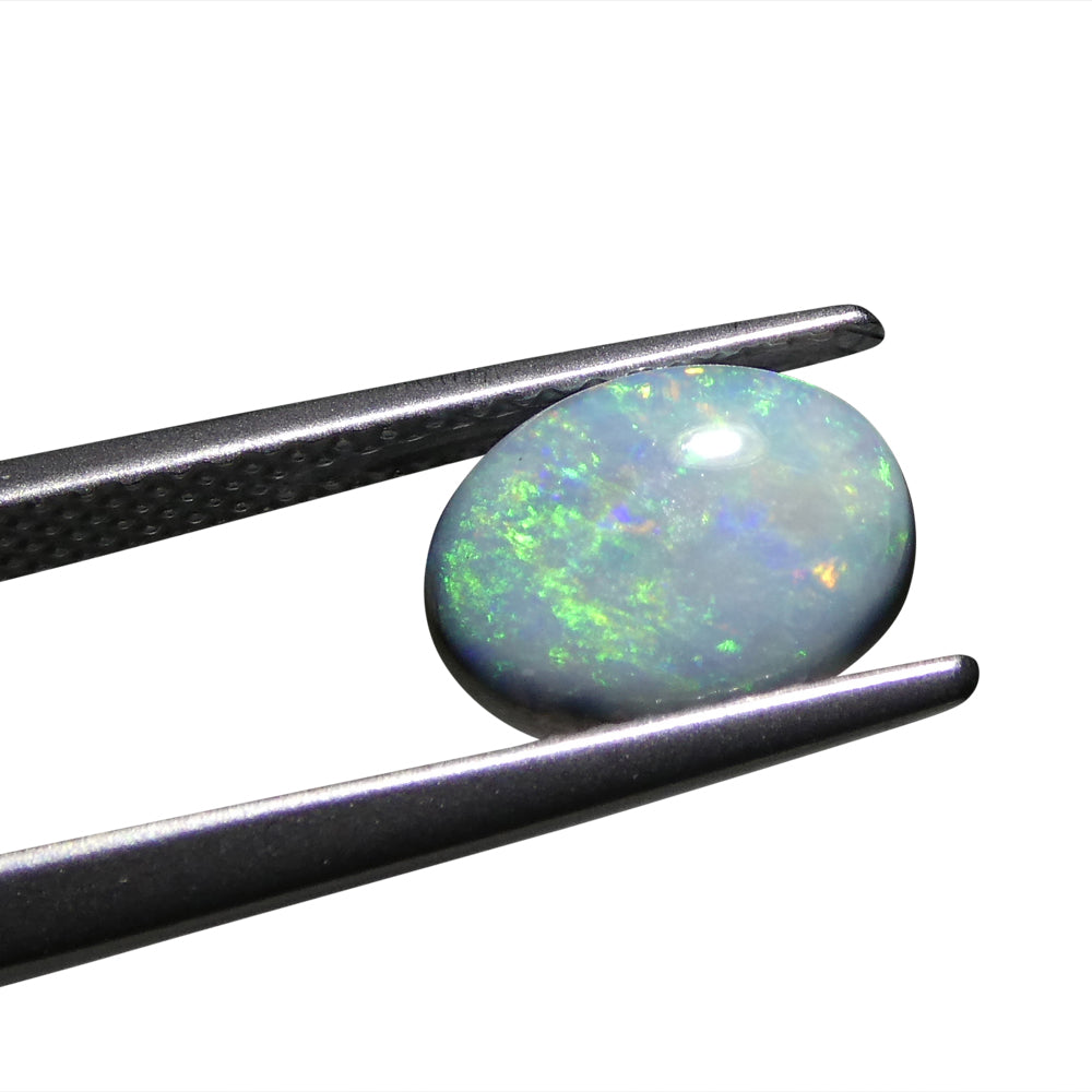 1.47ct Grey Australian Opal Cabochon with Play of Color by SkyJems, premium oval gemstone from Down Under