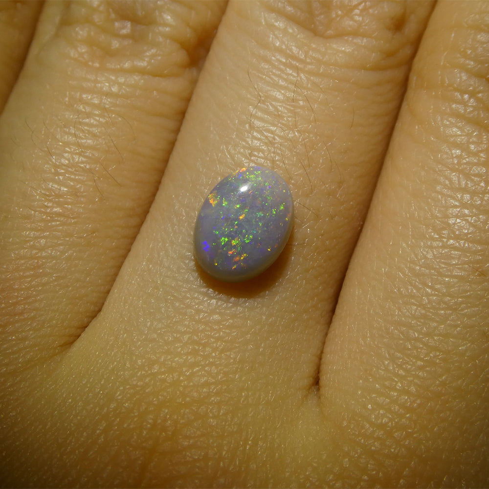1.03ct Grey Oval Cabochon Opal from Australia with Play of Color, premium gemstone by SkyJems Canadian gem experts