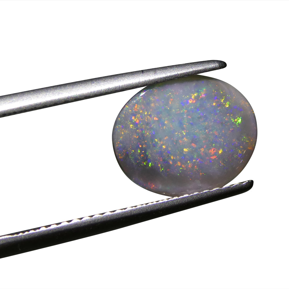 2.06ct Grey Australian Opal Cabochon with Play of Color by SkyJems, premium oval gemstone from Down Under