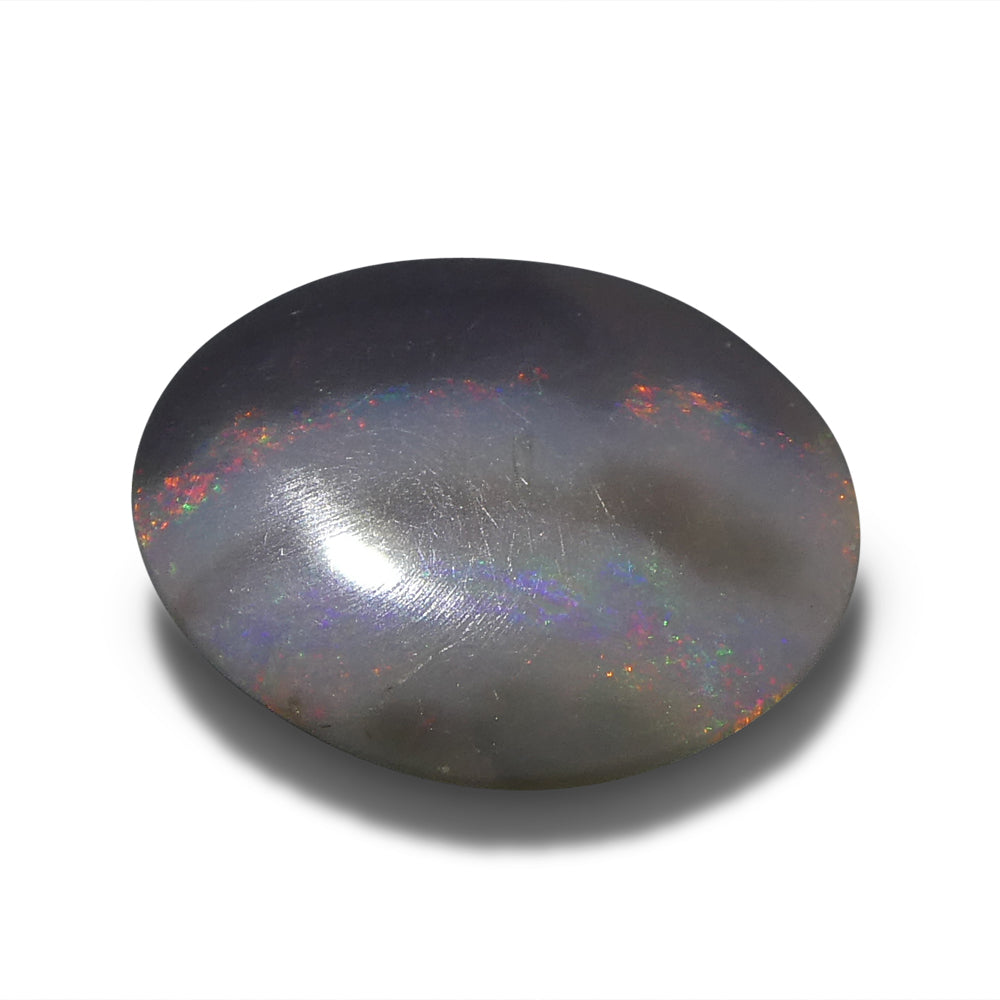 1.06ct Grey Australian Opal Cabochon with Play of Color by SkyJems, premium oval gemstone from Down Under