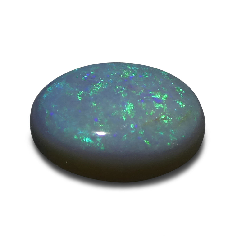 1.28ct Grey Australian Opal Cabochon with Play of Color by SkyJems, premium oval gemstone with multi-tone brilliance