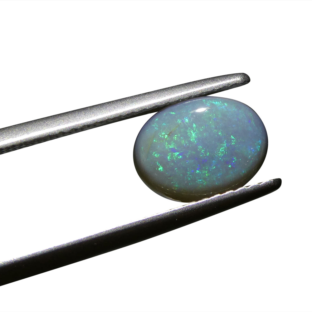 1.28ct Grey Australian Opal Cabochon with Play of Color by SkyJems, premium oval gemstone from Down Under