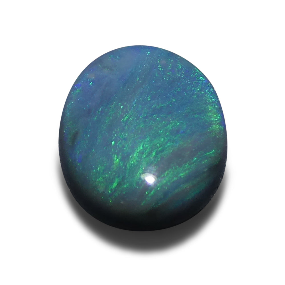 SkyJems 1.53ct Black Opal from Australia - Oval Cabochon Gemstone with Vibrant Play of Color