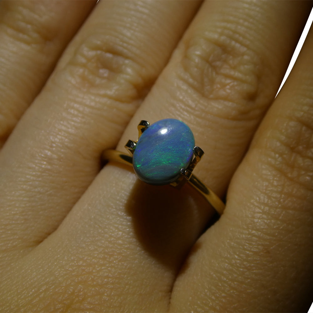 SkyJems 1.53ct Black Opal from Australia - Oval Cabochon Gemstone with Vibrant Play of Color