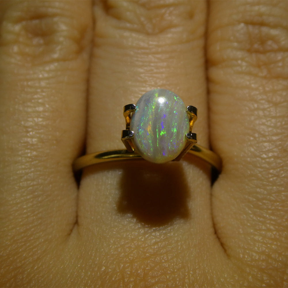 1ct White Opal Cabochon from Australia with Play of Color | Premium Gemstone by SkyJems Canadian Gem Experts