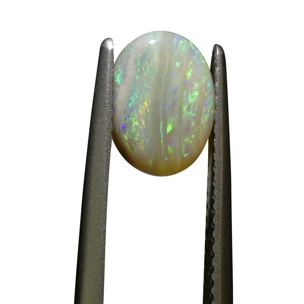 1ct White Opal Cabochon from Australia with Play of Color | Premium Gemstone by SkyJems Canadian Gem Experts