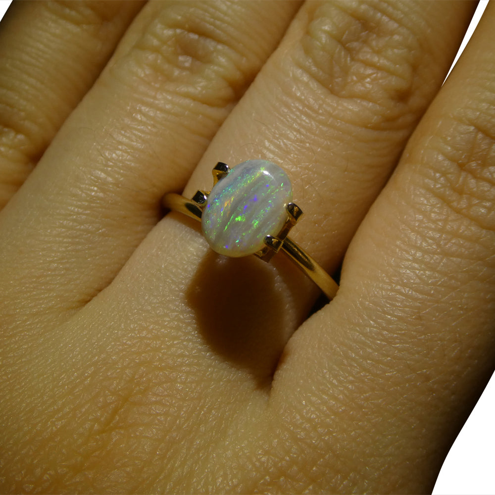 1ct White Opal Cabochon from Australia with Play of Color | Premium Gemstone by SkyJems Canadian Gem Experts