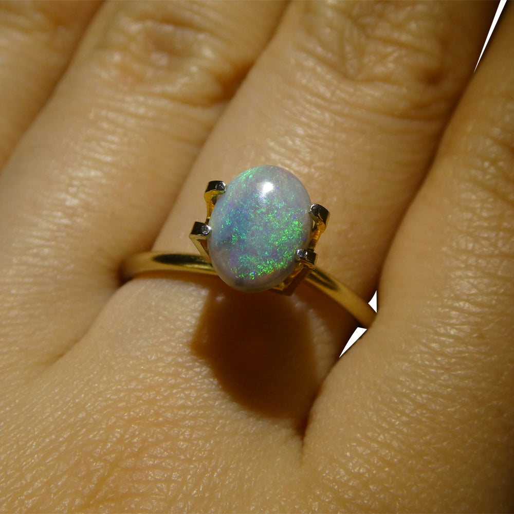 1ct Grey Australian Opal Cabochon with Play of Color by SkyJems, premium oval gemstone from Down Under