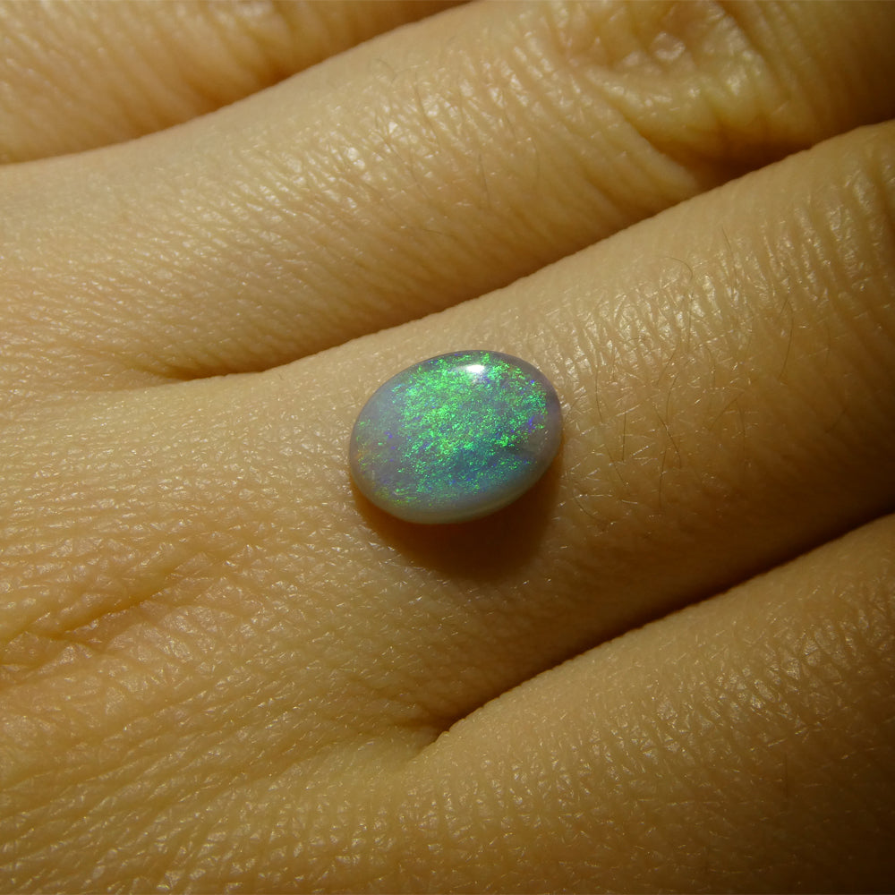 1ct Grey Oval Cabochon Opal from Australia with Play of Color, premium gemstone by SkyJems Canadian gem specialists
