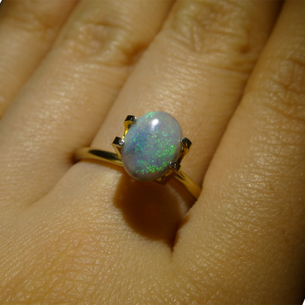 1ct Grey Oval Cabochon Opal from Australia with Play of Color, premium gemstone by SkyJems Canadian gem experts