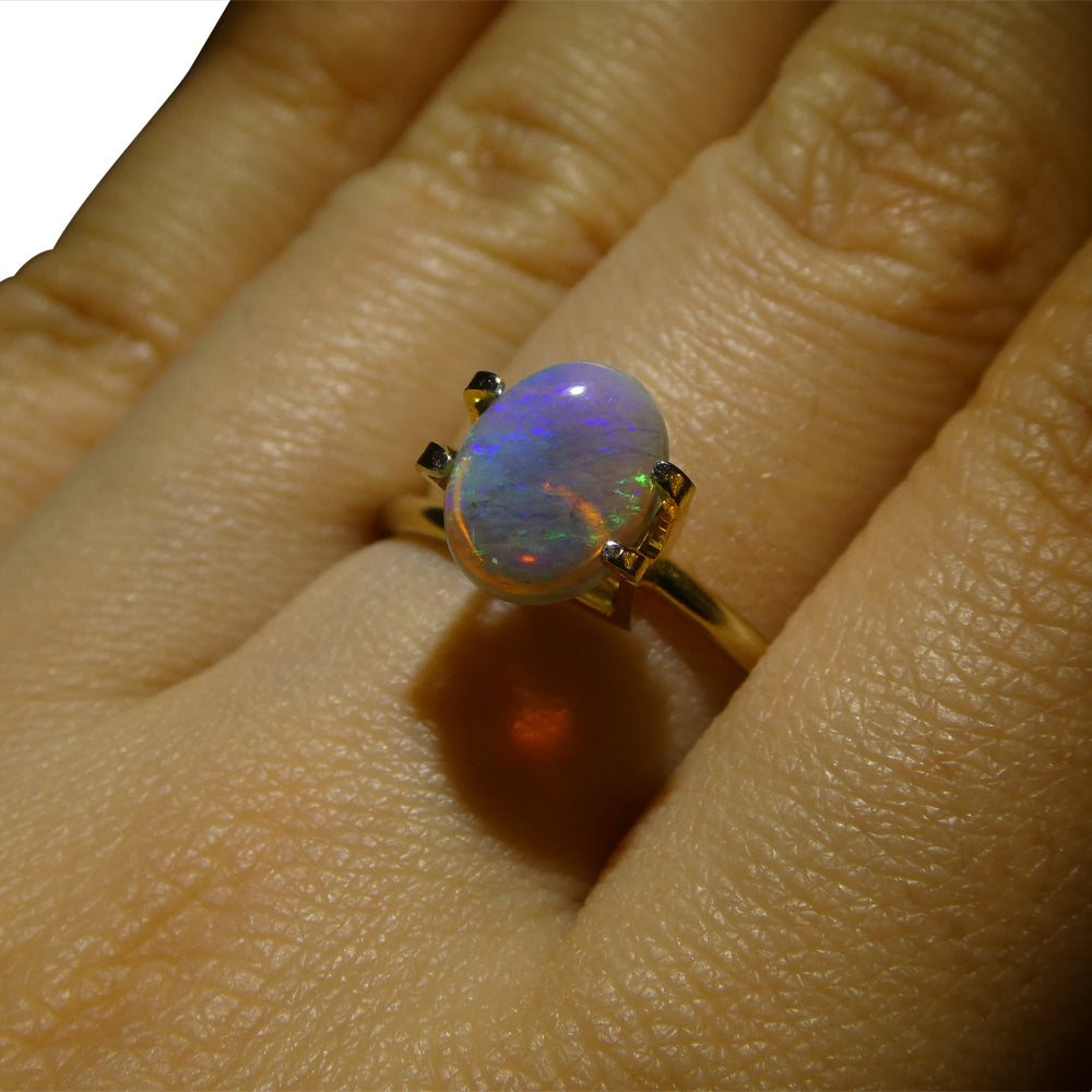 1.32ct Grey Australian Opal Cabochon with Play of Color by SkyJems, premium oval gemstone for collectors and jewelry design