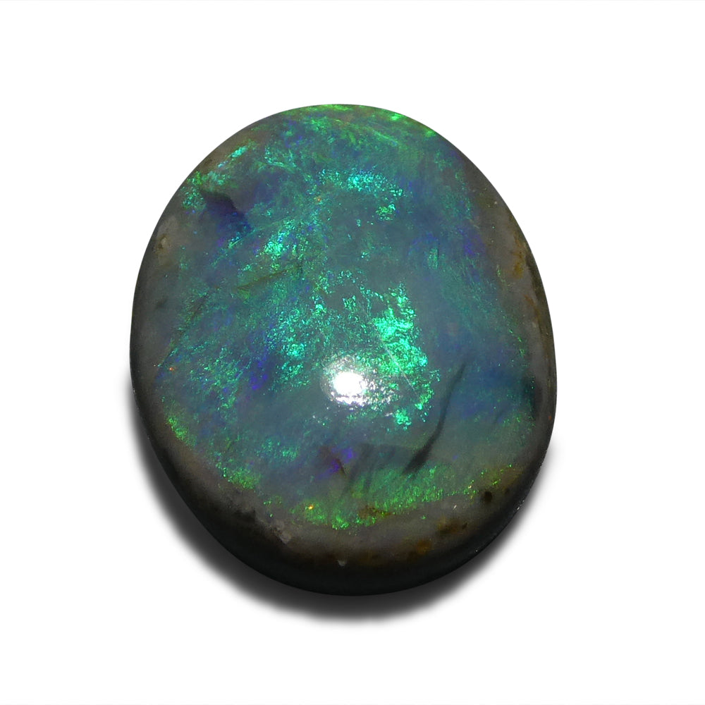 2.8ct Grey Oval Cabochon Opal from Australia with Play of Color | Premium Gemstone by SkyJems
