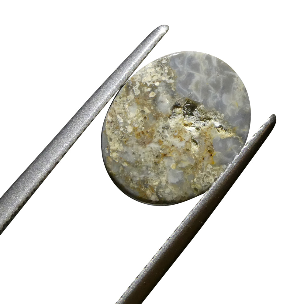 2.8ct Grey Australian Opal Cabochon with Play of Color by SkyJems, premium oval gemstone with blue-green highlights