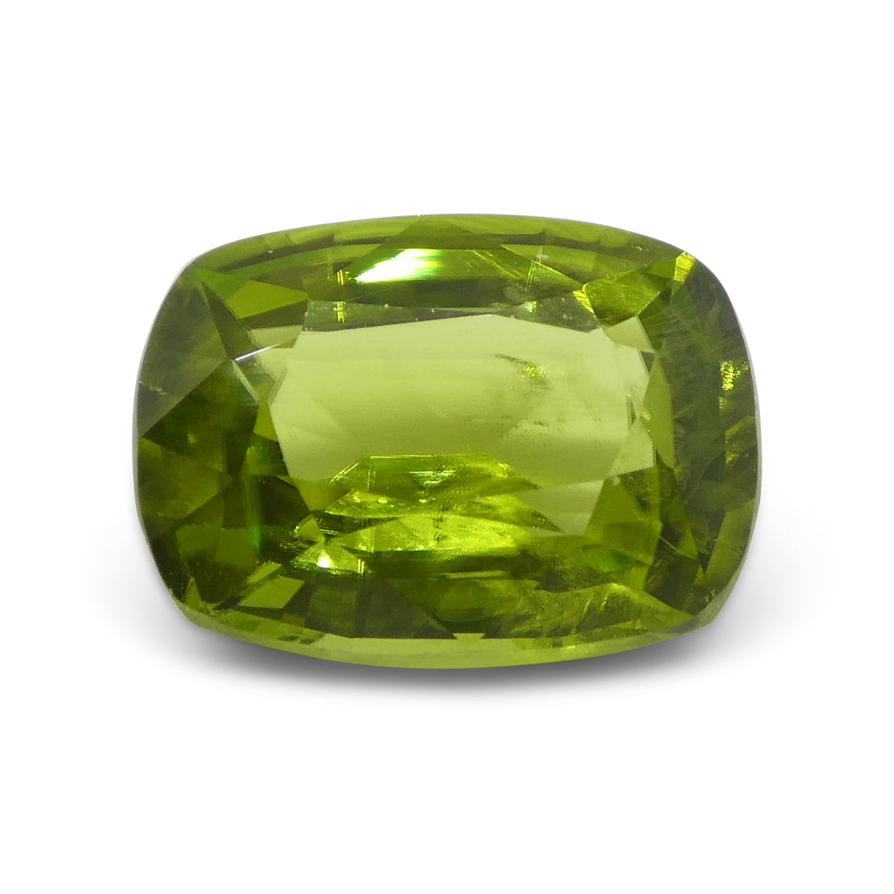 6.11ct Cushion Yellowish Green Peridot from Sapat Gali, Pakistan - Skyjems Wholesale Gemstones