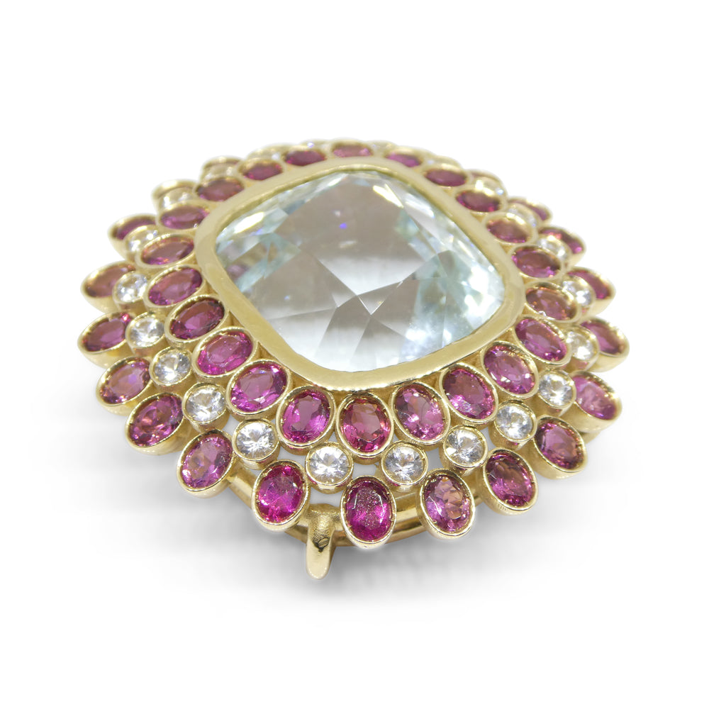 43ct Aquamarine, Pink Tourmaline, Sapphire, Pearl and Ruby Body Chain set in 10k Yellow Gold - Skyjems Wholesale Gemstones