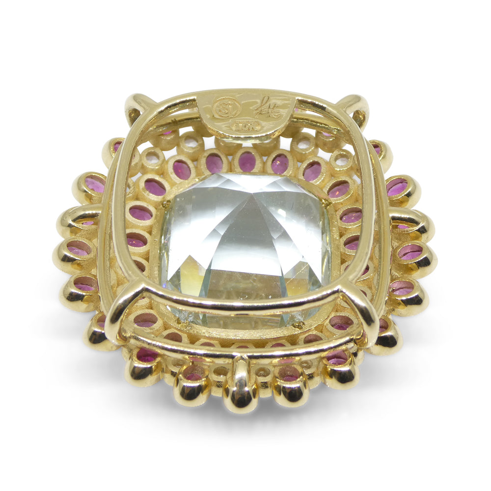 43ct Aquamarine, Pink Tourmaline, Sapphire, Pearl and Ruby Body Chain set in 10k Yellow Gold - Skyjems Wholesale Gemstones