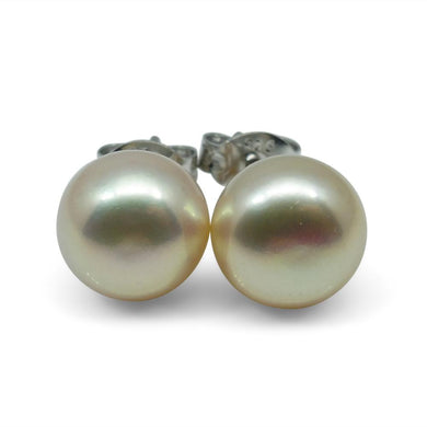 Sterling Silver 8mm Pair Natural Baby Pink Pearl Stud Earrings - Skyjems Wholesale Gemstones