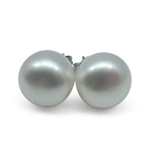 Sterling Silver 10mm Pair Natural White Pearl Stud Earrings - Skyjems Wholesale Gemstones