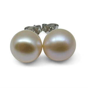 Sterling Silver 10mm Pair Natural Baby Pink Pearl Stud Earrings - Skyjems Wholesale Gemstones