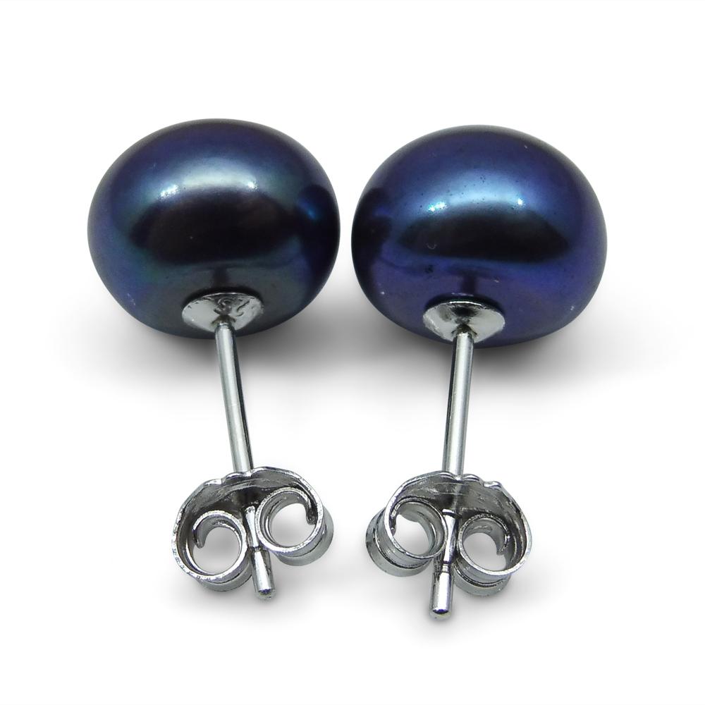 Sterling Silver 9mm Pair Natural Peacock Pearl Stud Earrings - Skyjems Wholesale Gemstones