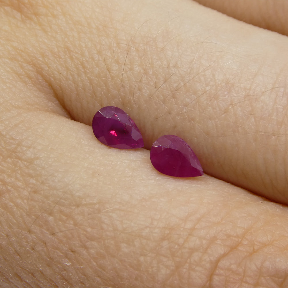 0.81ct Pear Red Ruby Pair from Burma's Mong Hsu Mine, premium heated gemstone by SkyJems Canadian gem experts