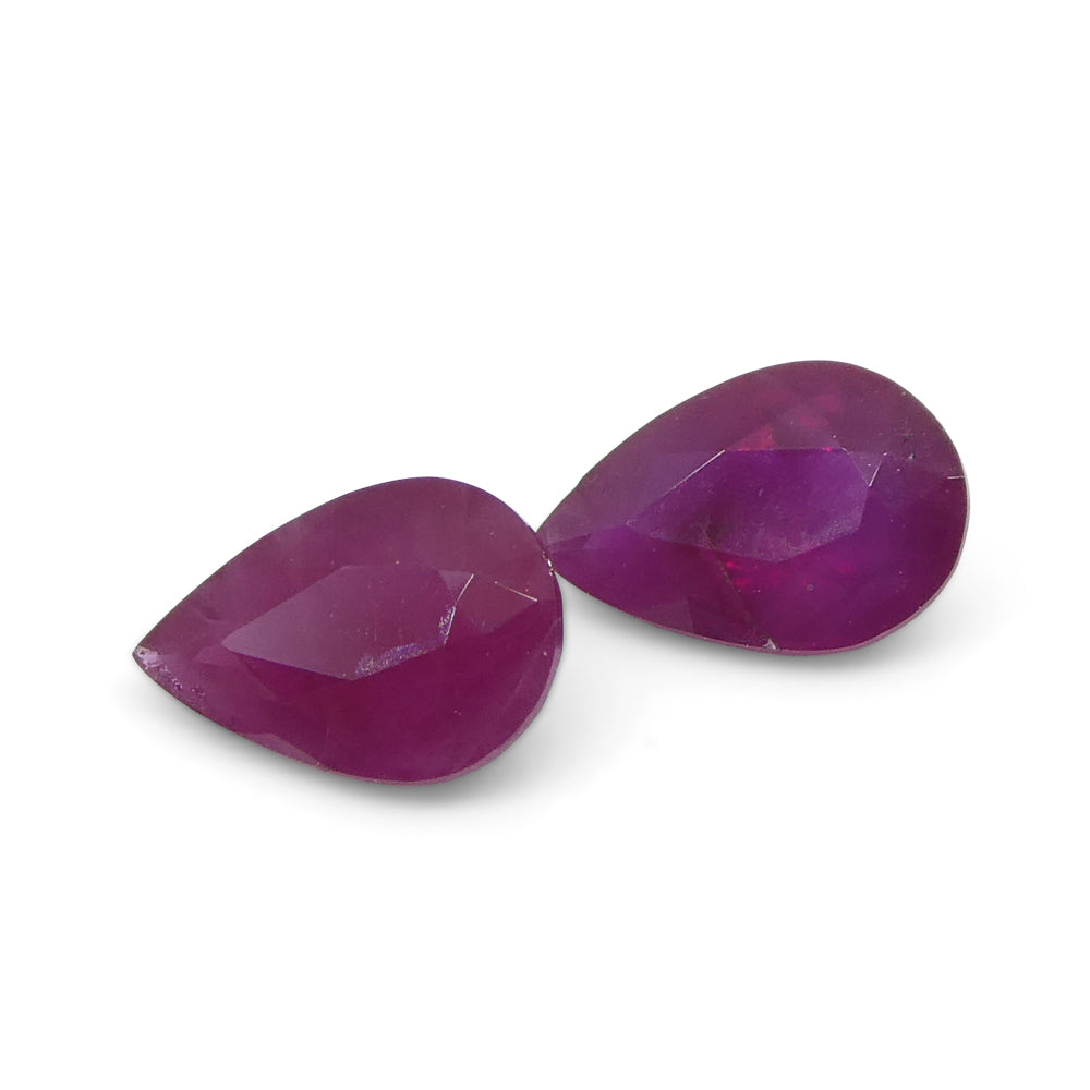 0.81ct Pear Red Ruby Pair from Burma's Mong Hsu Mine, premium heated gemstone by SkyJems Canadian gem specialists