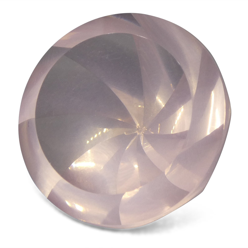 SkyJems 15.02ct Brazilian Rose Quartz Fantasy Cut, soft pink round gemstone for jewelry design and collectors
