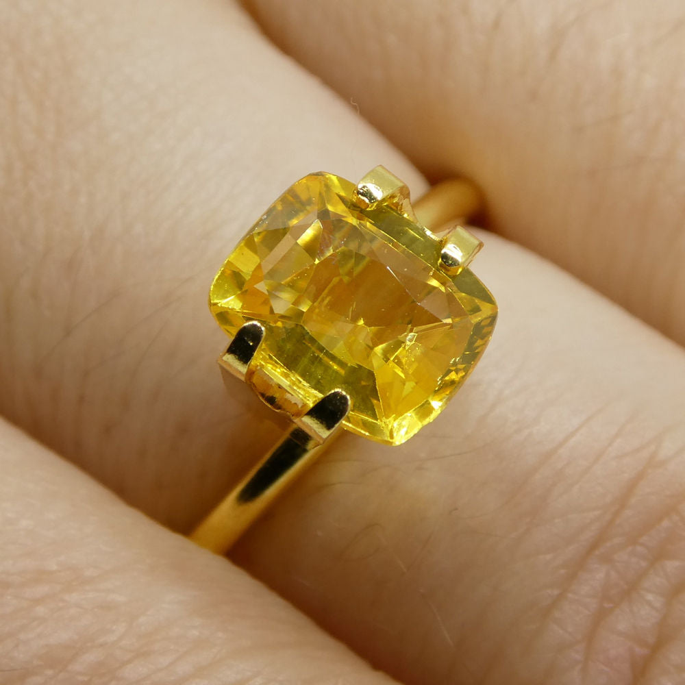 2.07 ct Cushion Yellow Sapphire from Sri Lanka, premium Ceylon gemstone by SkyJems Canadian jewelers