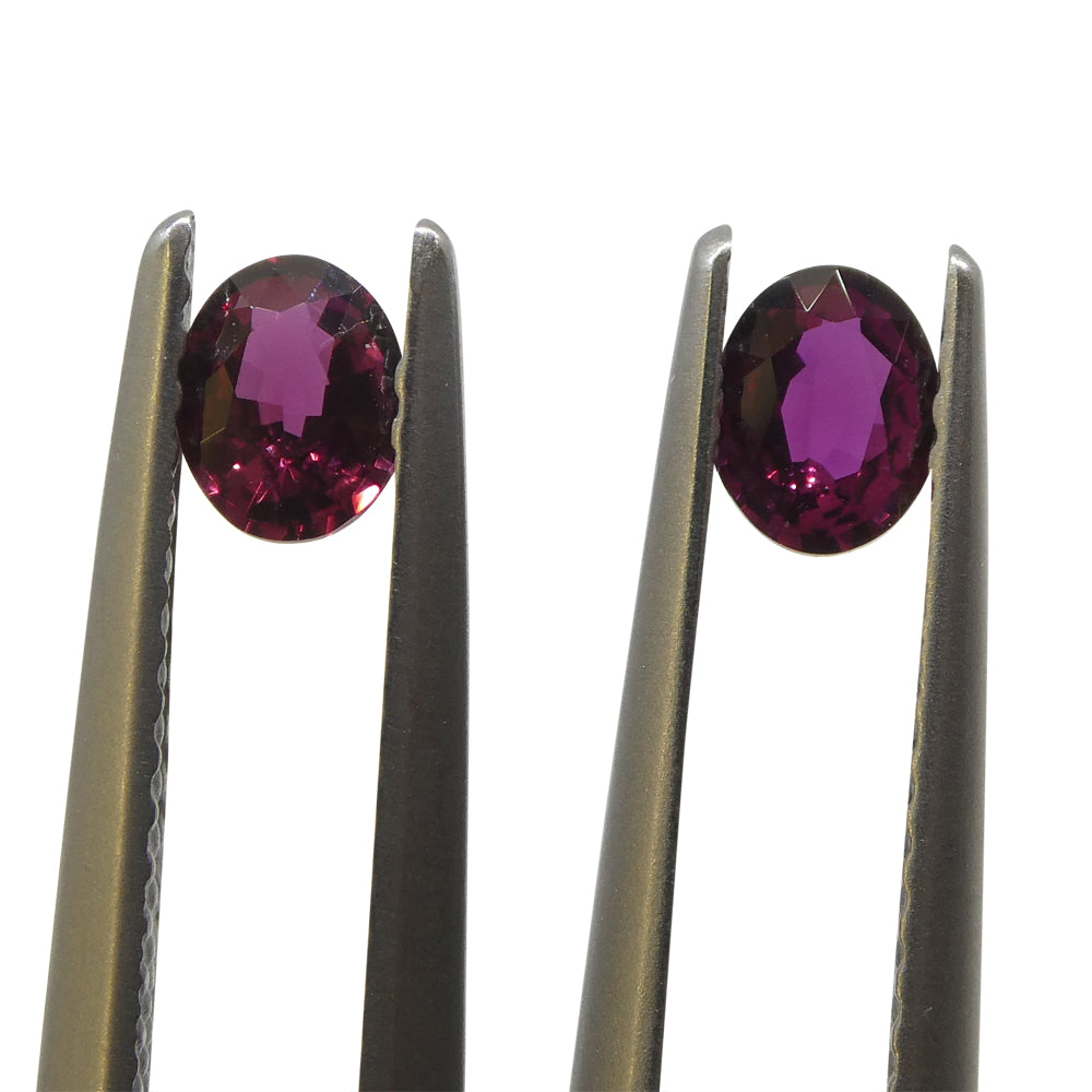 0.57ct Oval Purple Sapphire Pair from Thailand, reddish-purple gemstones by SkyJems Canadian gem specialists