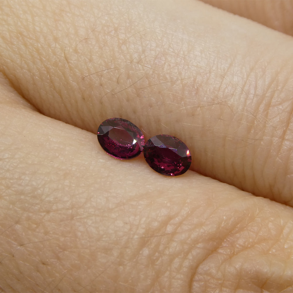 0.57ct Oval Purple Sapphire Pair from Thailand, reddish-purple gemstones by SkyJems Canadian gem specialists