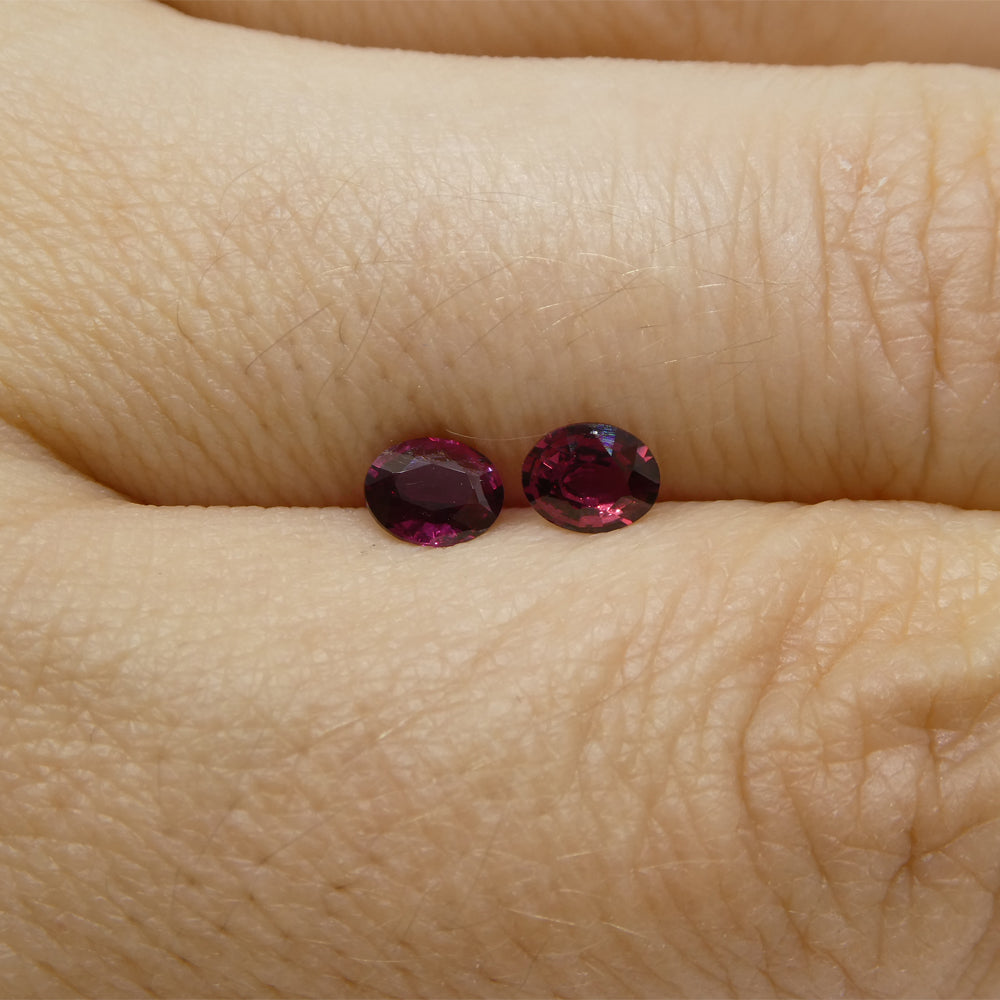 0.57ct Oval Purple Sapphire Pair from Thailand, reddish-purple gemstones by SkyJems Canadian gem specialists